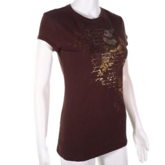 Vintage Retro Disney Minnie Womens T Shirt Size Medium 7/8 Fitted Mouse Scoop Br - Picture 5 of 8